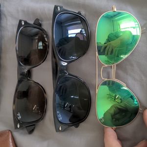 Lot of 3 ray ban wayfarer and mirrored aviator